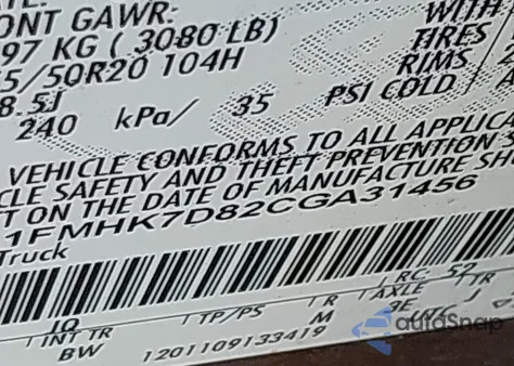 2012 Ford Explorer Xlt from USA, damaged, VIN 1FMHK7D82CGA31456